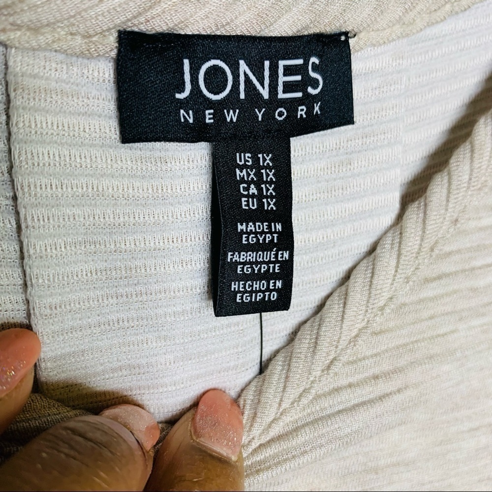 Jones New York Ribbed 3/4 Sleeved Hi Low Tunic Top - Picture 6 of 9